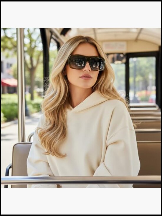 Trendy Retro Oversize Square Frame Sunglasses UV400 Protection main image 5